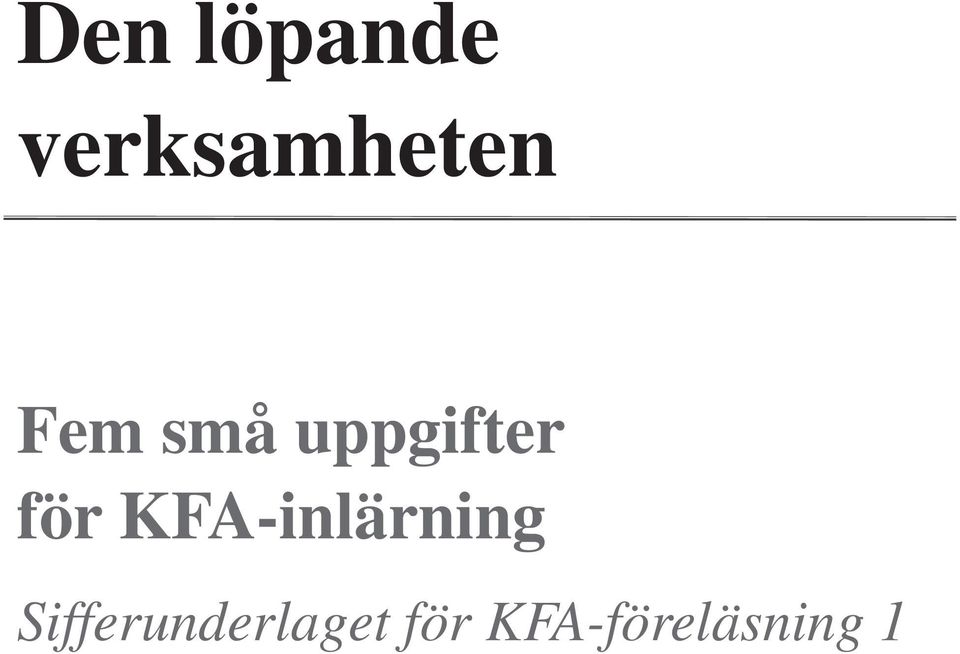 KFA-inlärning