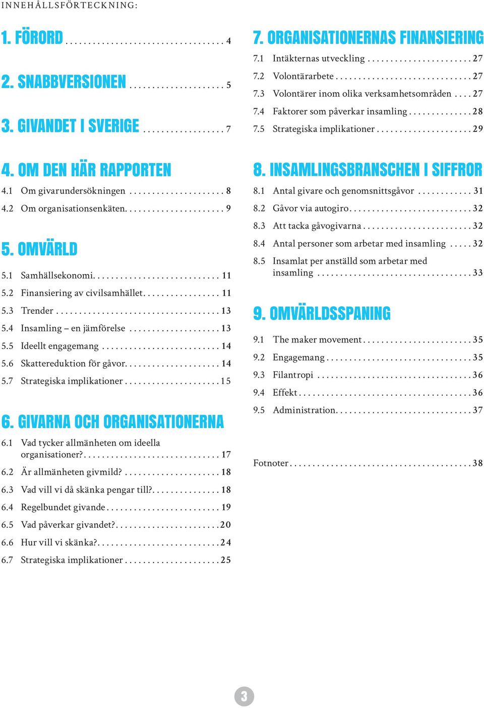 7 Strategiska implikationer... 15 6. GIVARNA OCH ORGANISATIONERNA 6.1 Vad tycker allmänheten om ideella organisationer?...17 6.2 Är allmänheten givmild?...18 6.3 Vad vill vi då skänka pengar till?