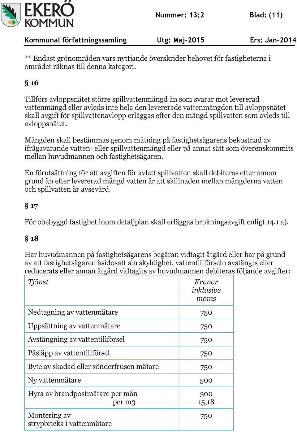 erläggas efter den mängd spillvatten som avleds till avloppsnätet.