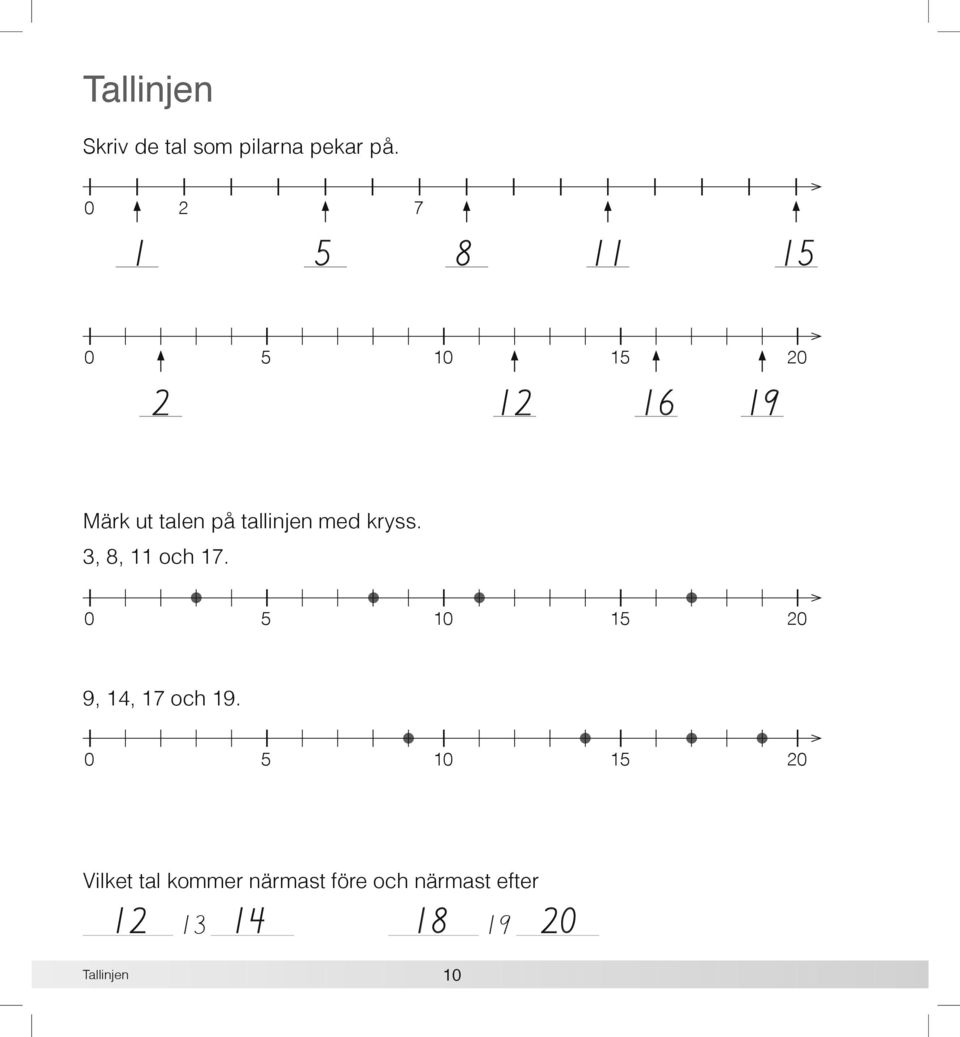 tallinjen med kryss. 3, 8, 11 och 17.