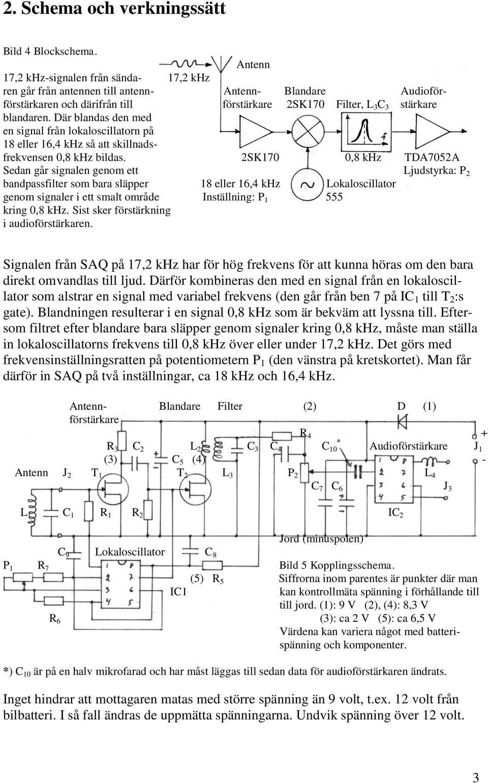 Där blandas den med en signal från lokaloscillatorn på 18 eller 16,4 khz så att skillnadsfrekvensen 0,8 khz bildas.