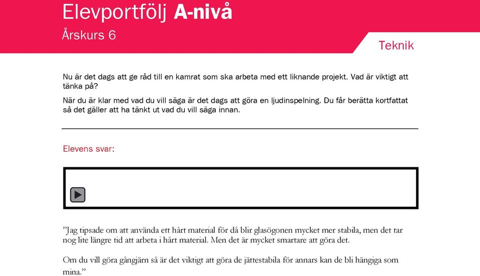 Elevportfölj A-nivå. Årskurs 6. Teknik. Undersökning av glasögon. Elevens  svar: - PDF Free Download