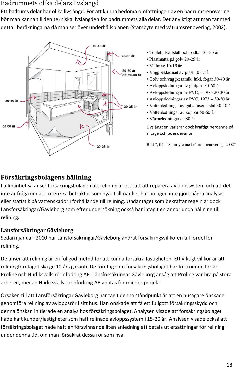 Det är viktigt att man tar med detta i beräkningarna då man ser över underhållsplanen (Stambyte med våtrumsrenovering, 2002).