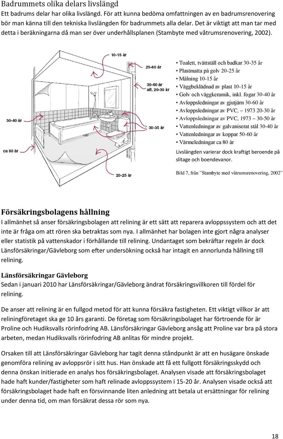 Det är viktigt att man tar med detta i beräkningarna då man ser över underhållsplanen (Stambyte med våtrumsrenovering, 2002).