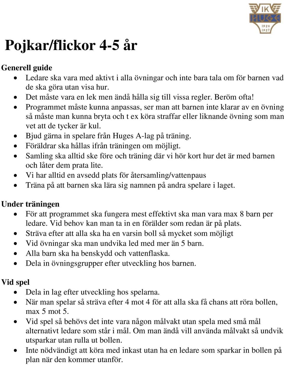 Träningsguide för barn och ungdom inom IK Huge Fotboll - PDF Free ...