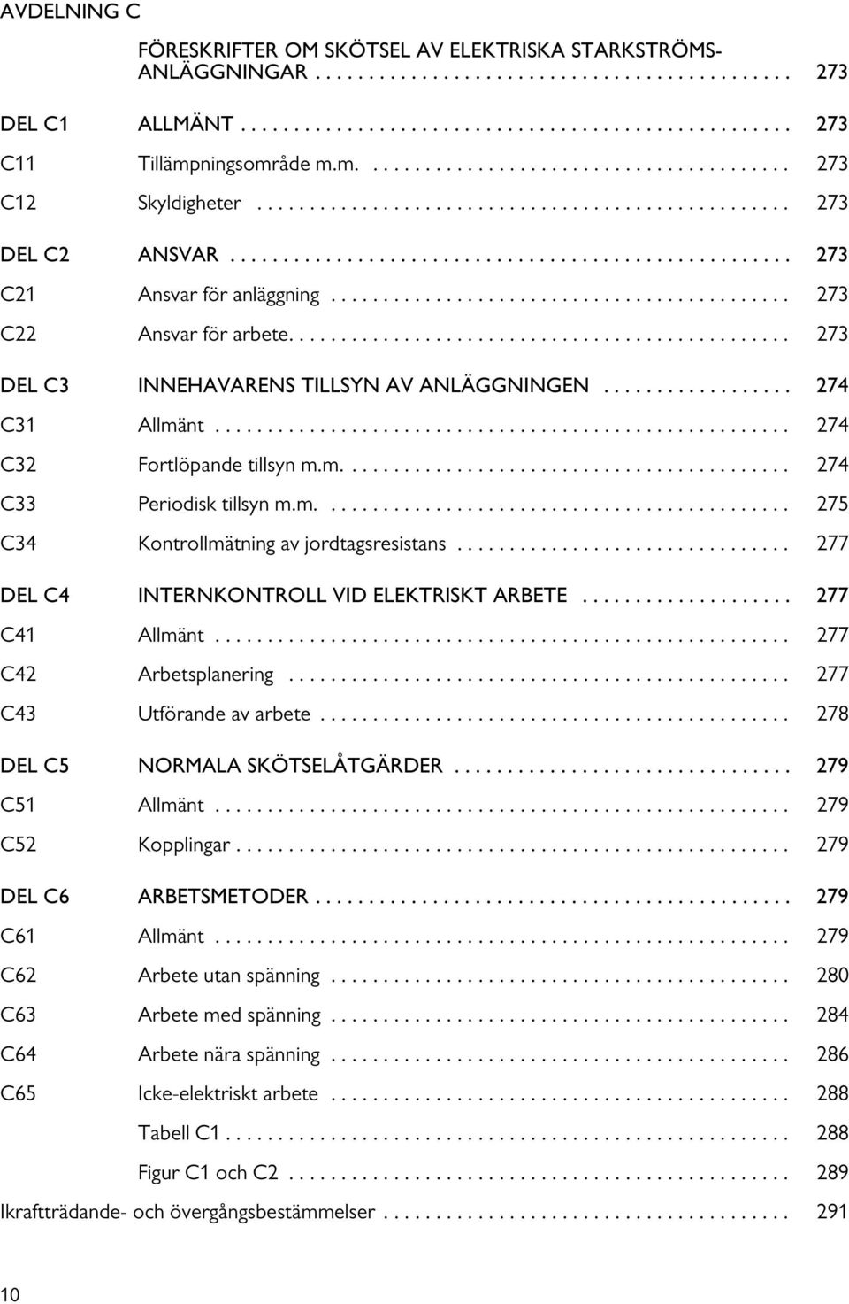 ........................................... 273 C22 Ansvar för arbete................................................ 273 DEL C3 INNEHAVARENS TILLSYN AV ANLÄGGNINGEN.................. 274 C31 Allmänt.