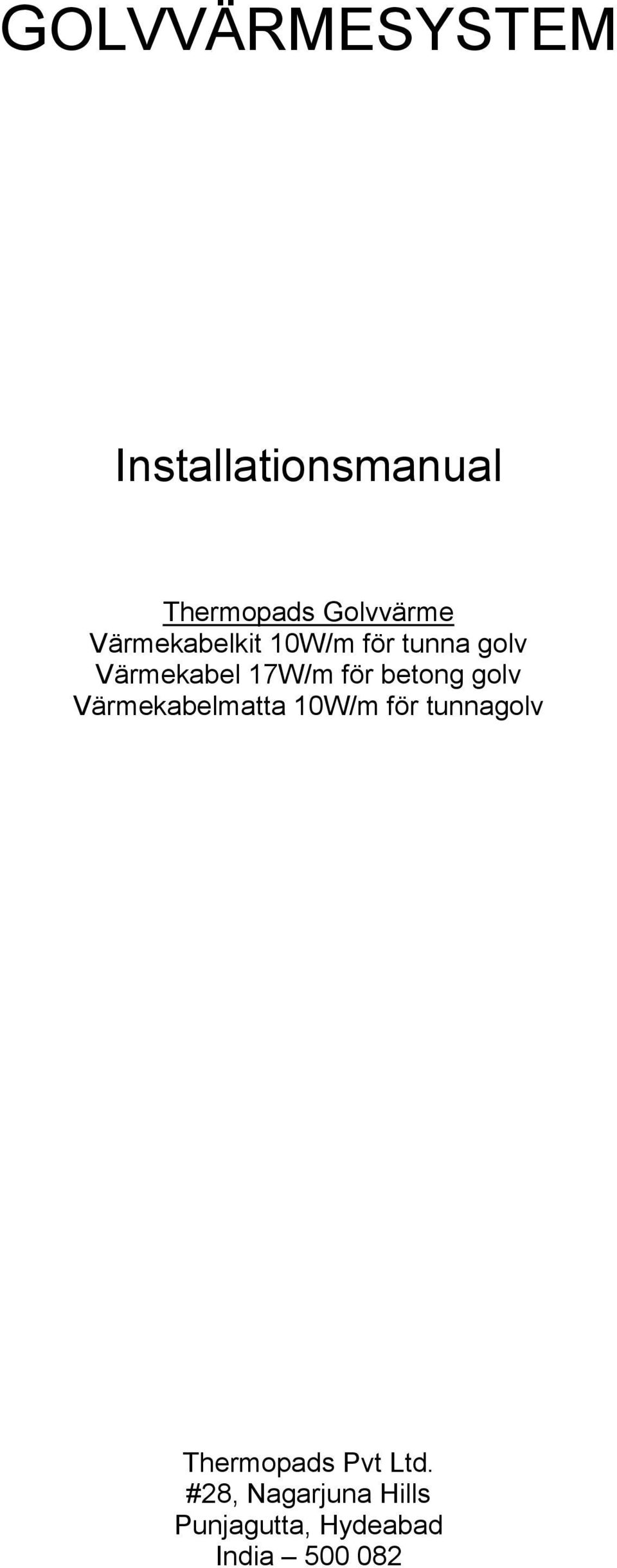 betong golv Värmekabelmatta 10W/m för tunnagolv Thermopads