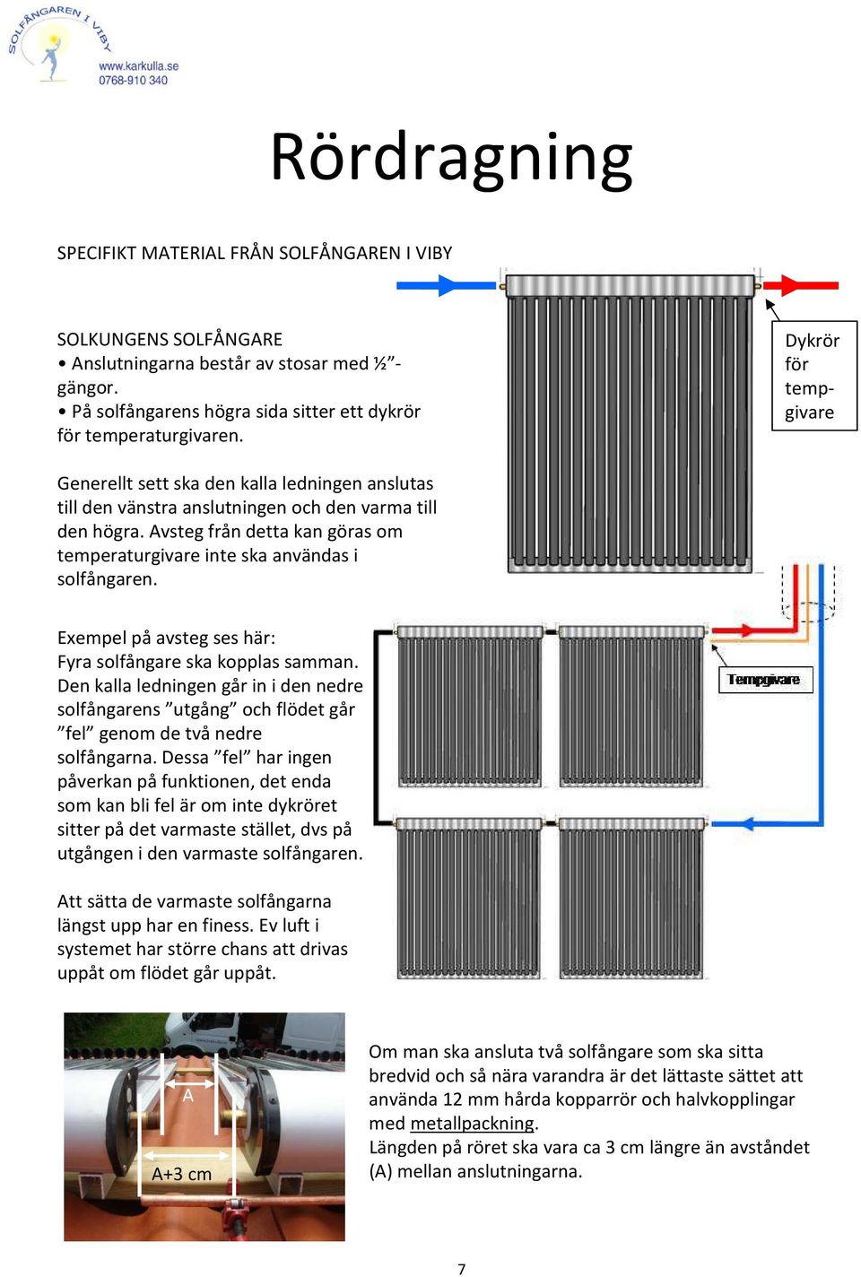 Avsteg från detta kan göras om temperaturgivare inte ska användas i solfångaren. Exempel på avsteg ses här: Fyra solfångare ska kopplas samman.