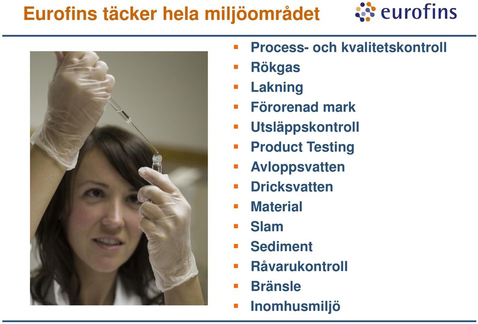 Utsläppskontroll Product Testing Avloppsvatten