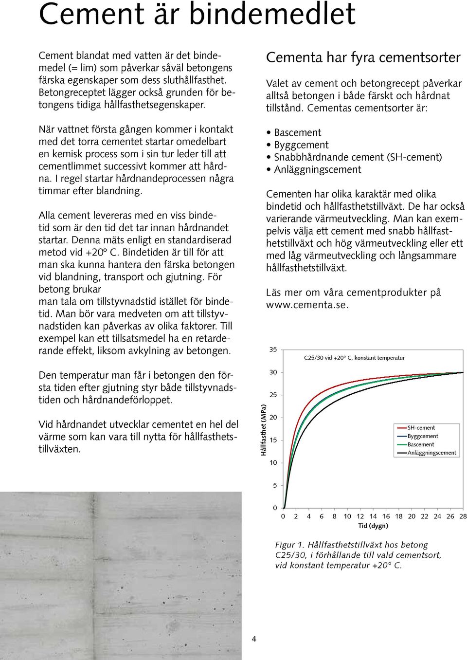 När vattnet första gången kommer i kontakt med det torra cementet startar omedelbart en kemisk process som i sin tur leder till att cementlimmet successivt kommer att hårdna.