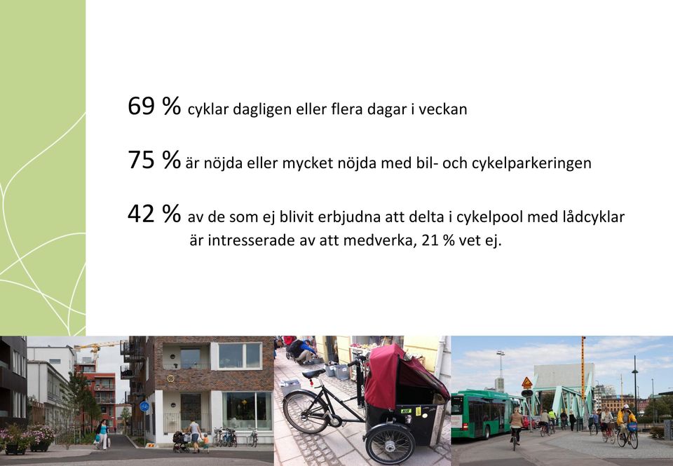 42 % av de som ej blivit erbjudna att delta i cykelpool