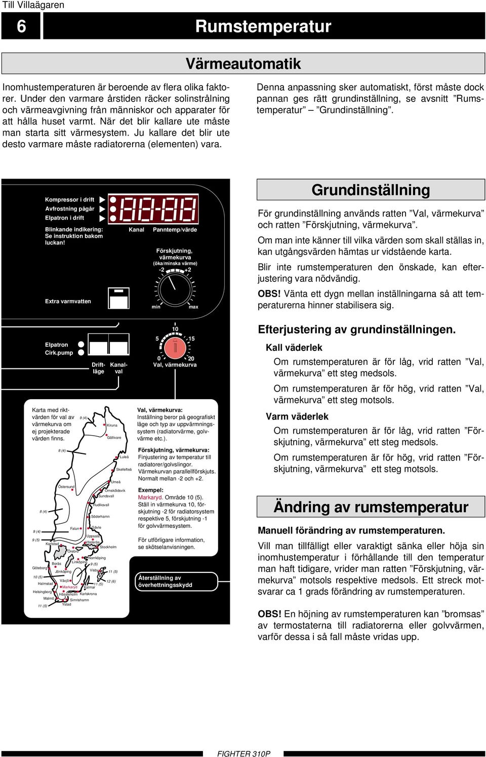 Ju kallare det blir ute desto varmare måste radiatorerna (elementen) vara.