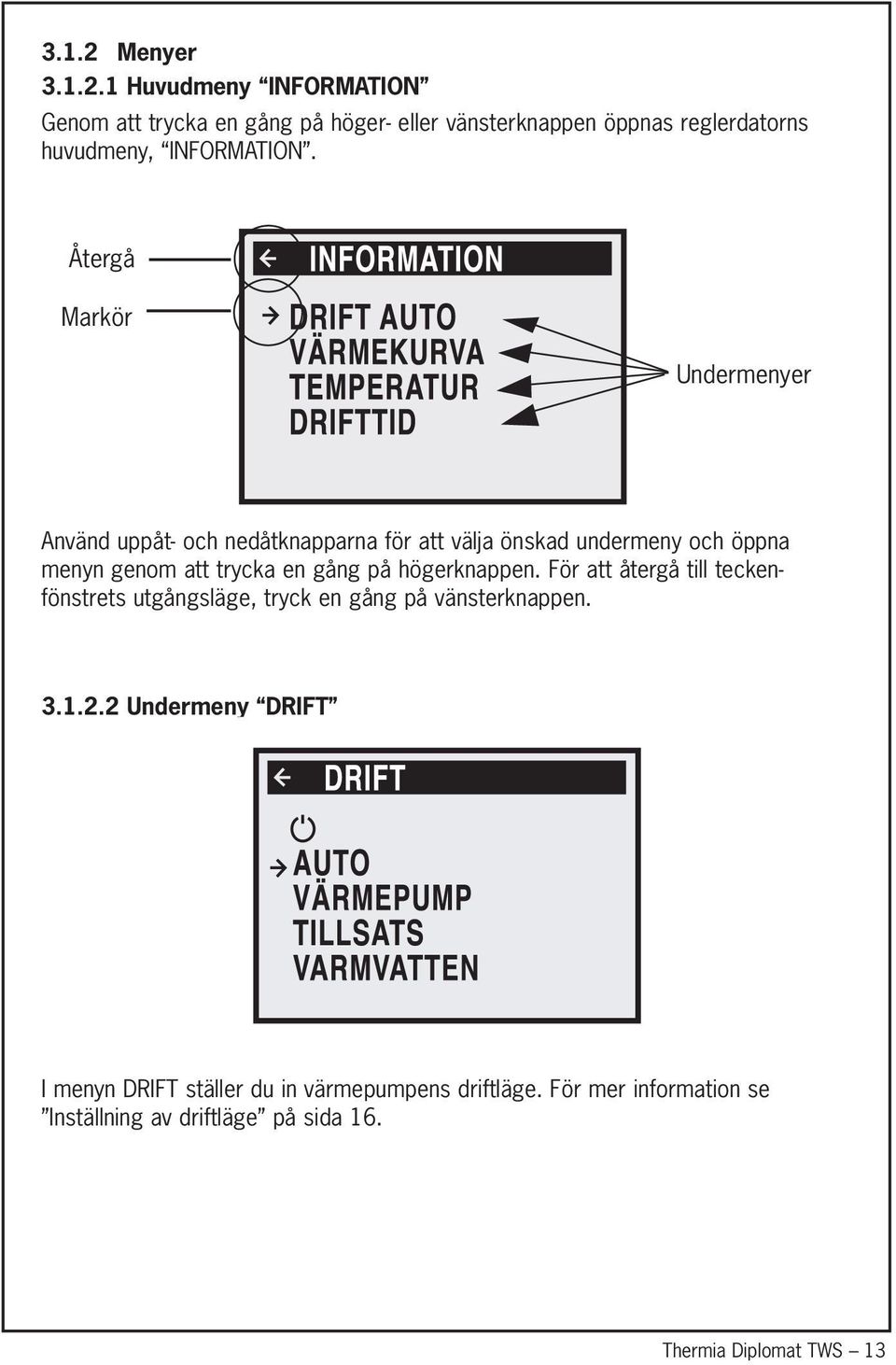 högerknappen. För att återgå till teckenfönstrets utgångsläge, tryck en gång på vänsterknappen. 3.1.2.