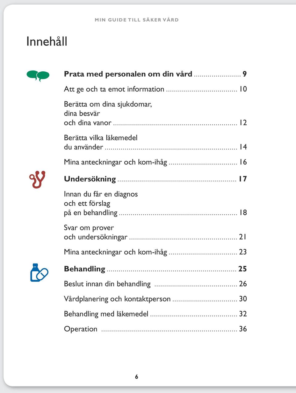 en diagnos och ett förslag på en behandling 18 Svar om prover och undersökningar 21 Mina anteckningar och kom-ihåg 23