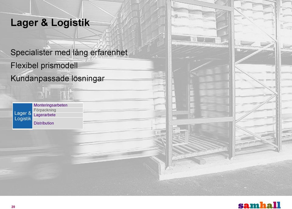Kundanpassade lösningar Lager & Logistik