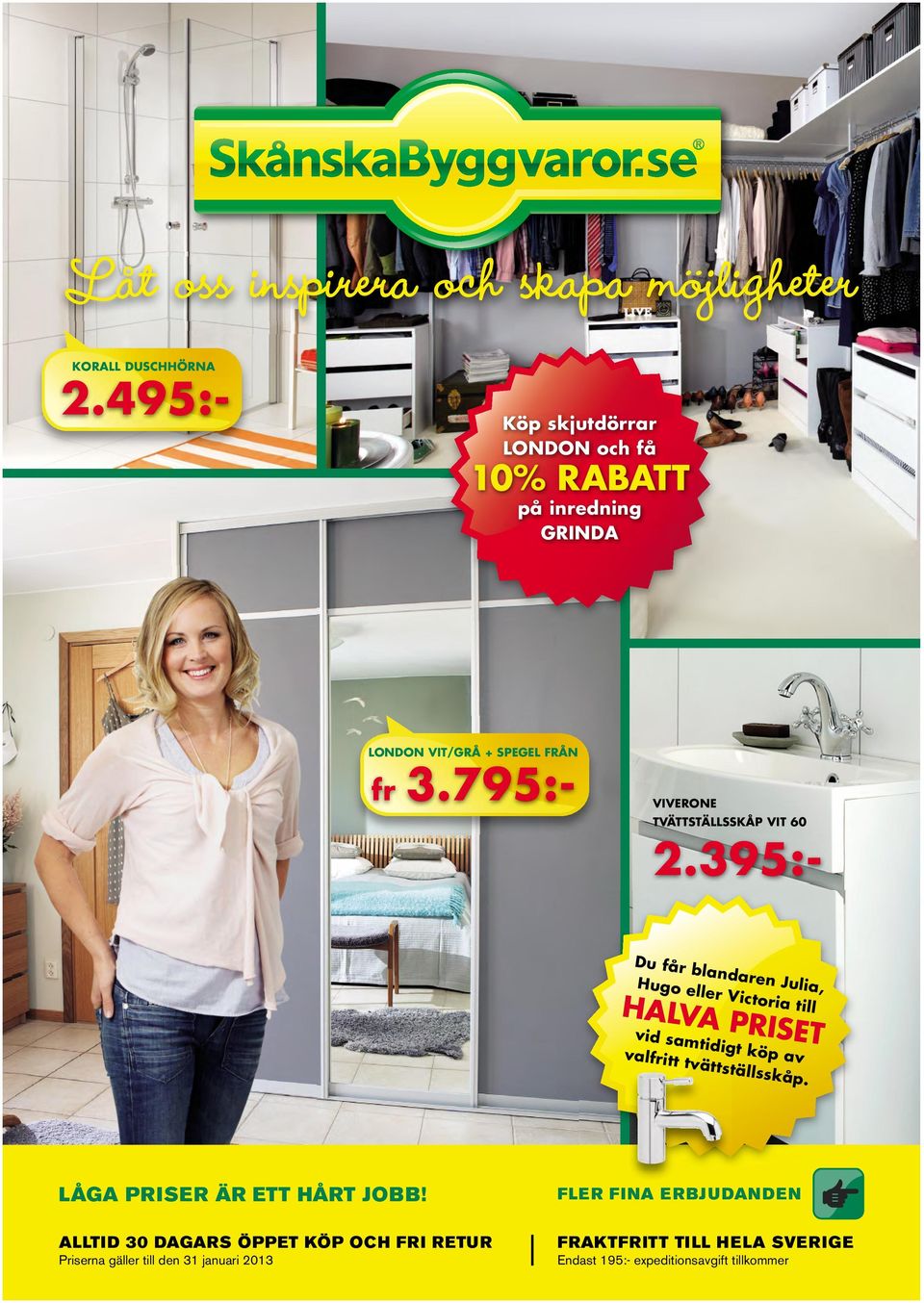 795:- VIVERONE TVÄTTSTÄLLSSKÅP VIT 60 2.