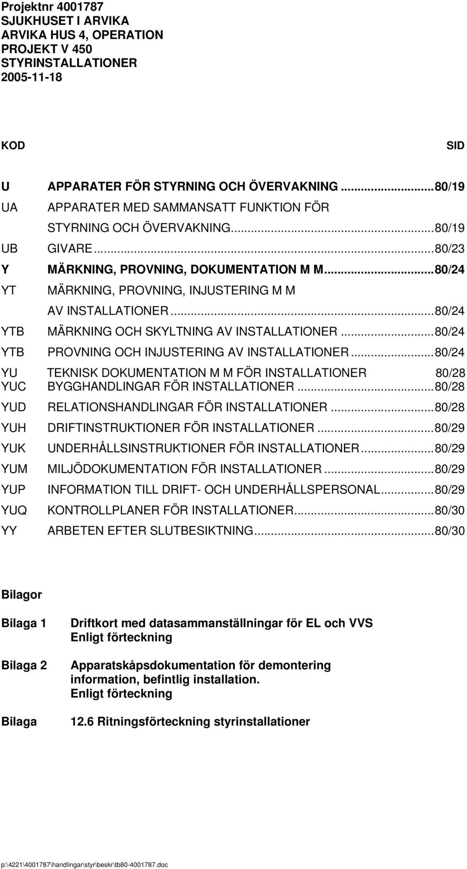 ..80/24 MÄRKNING, PROVNING, INJUSTERING M M AV INSTALLATIONER...80/24 YTB MÄRKNING OCH SKYLTNING AV INSTALLATIONER...80/24 YTB PROVNING OCH INJUSTERING AV INSTALLATIONER.