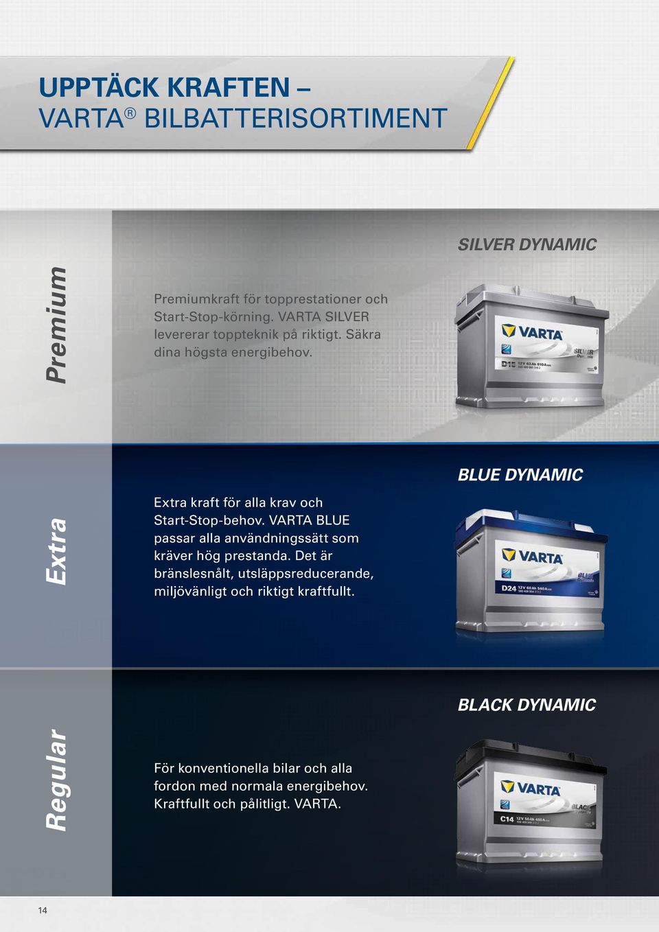 Blue Dynamic Extra Extra kraft för alla krav och Start-Stop-behov. VARTA BLUE passar alla användningssätt som kräver hög prestanda.