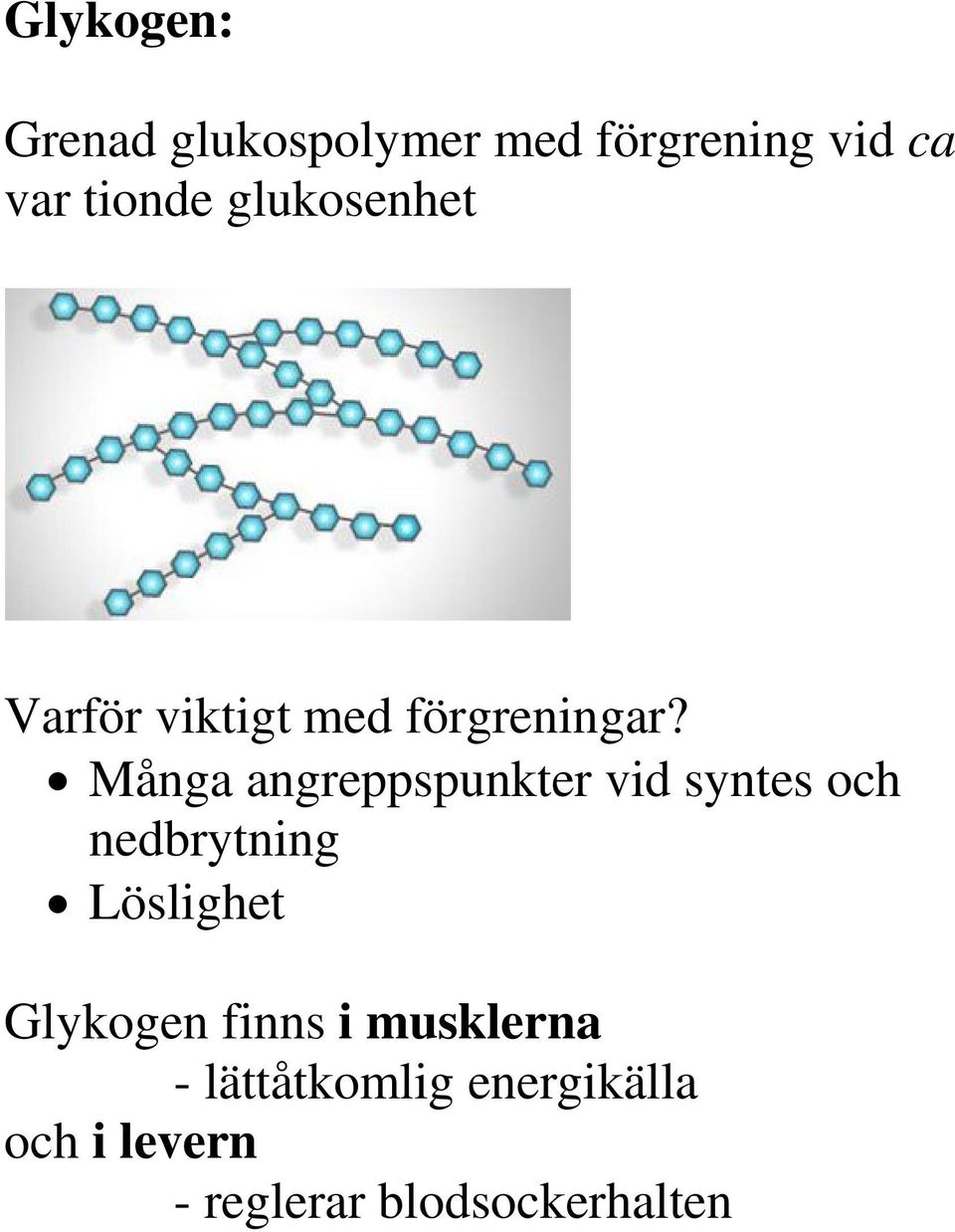 Många angreppspunkter vid syntes och nedbrytning Löslighet