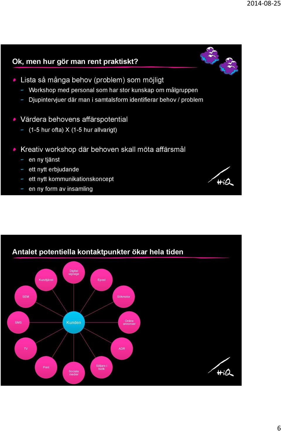 Kreativ workshop där behoven skall möta affärsmål! en ny tjänst! ett nytt erbjudande! ett nytt kommunikationskoncept!