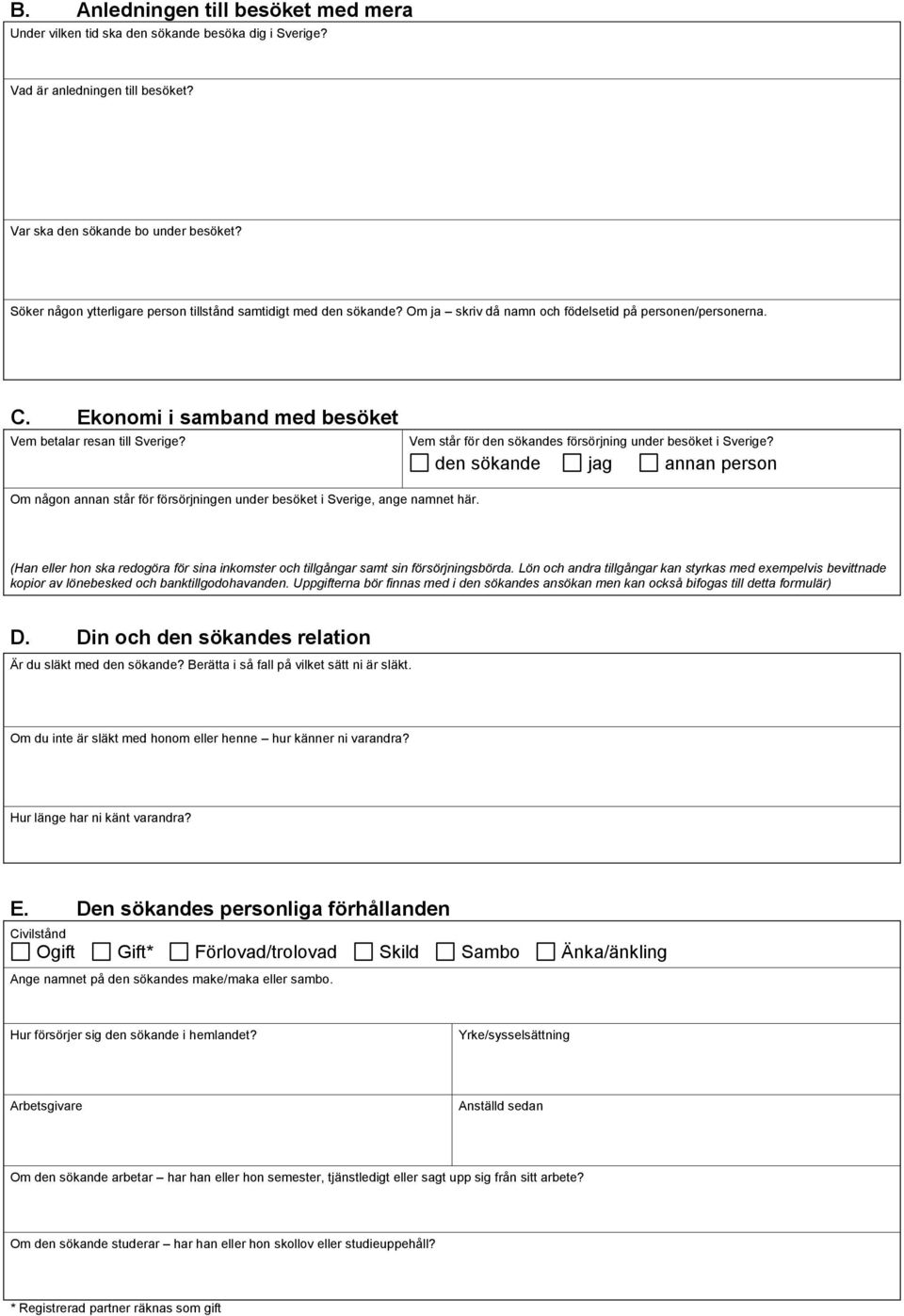 Inbjudan Frageformular Angaende Person Som Vill Besoka Dig I