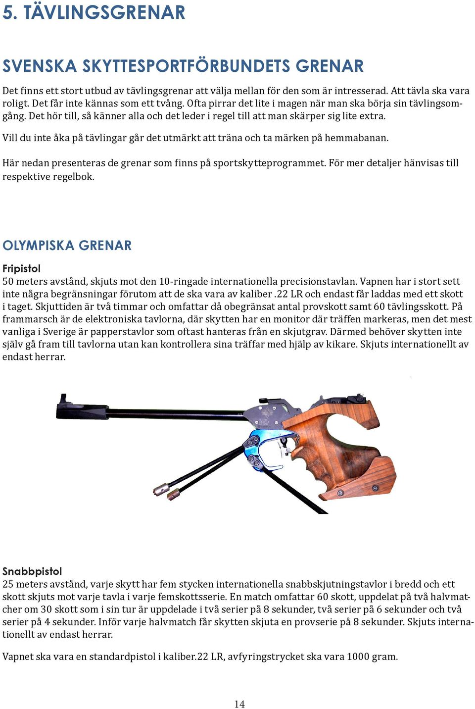 Vill du inte åka på tävlingar går det utmärkt att träna och ta märken på hemmabanan. Här nedan presenteras de grenar som finns på sportskytteprogrammet.