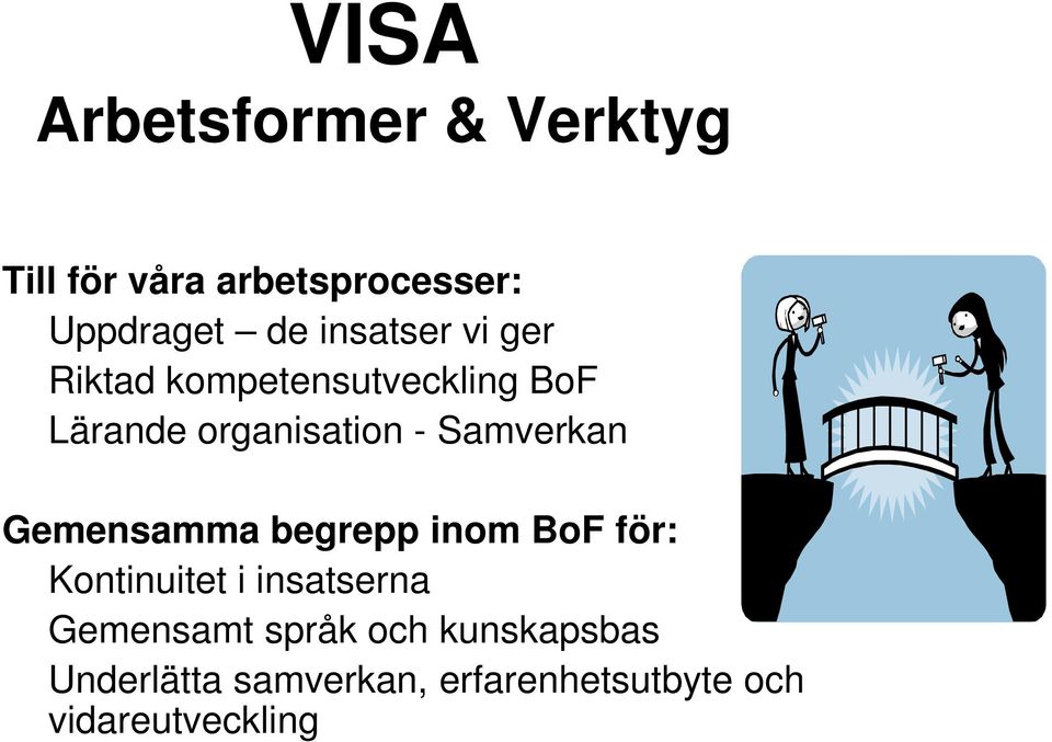 Samverkan Gemensamma begrepp inom BoF för: Kontinuitet i insatserna