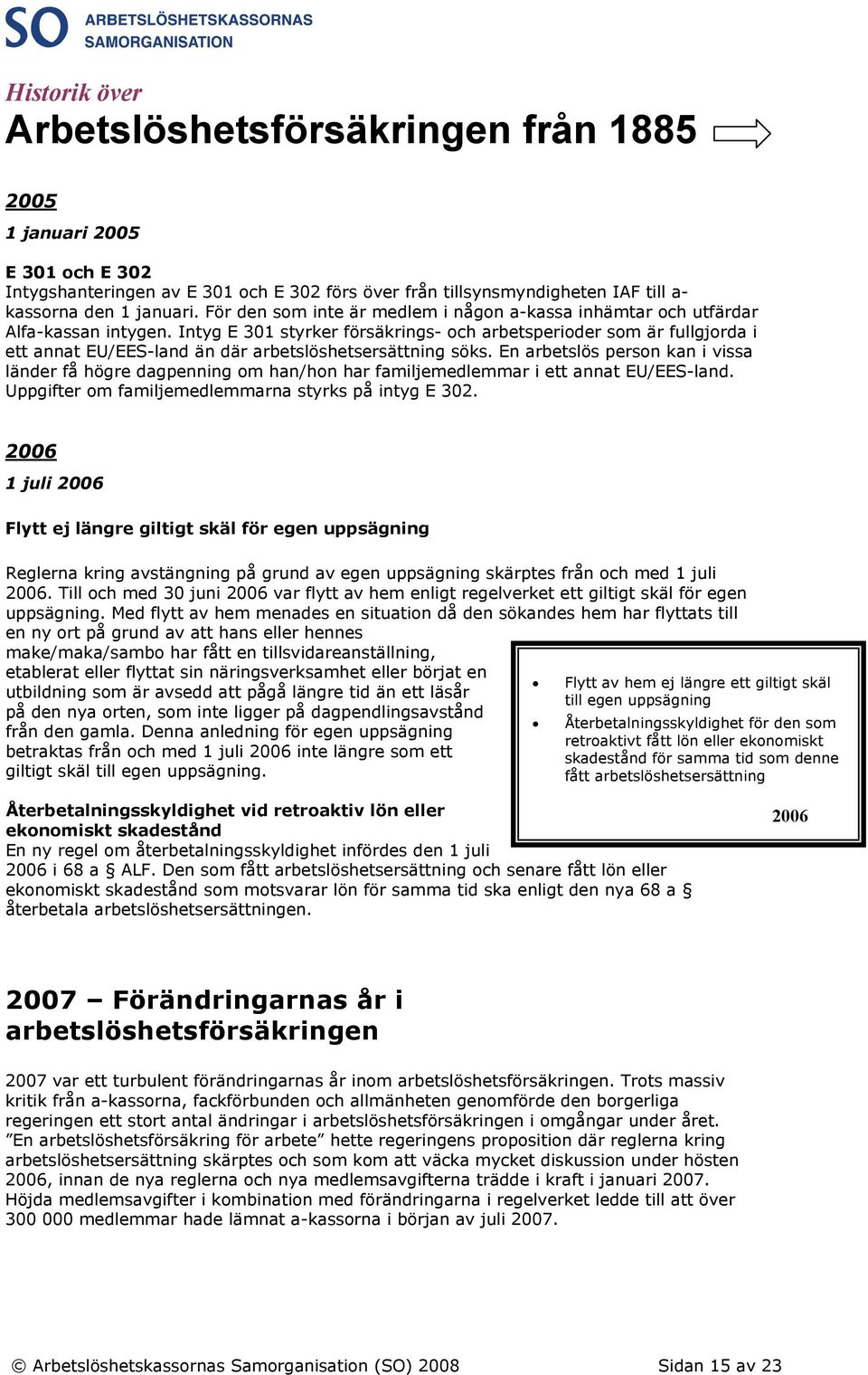 Intyg E 301 styrker försäkrings- och arbetsperioder som är fullgjorda i ett annat EU/EES-land än där arbetslöshetsersättning söks.