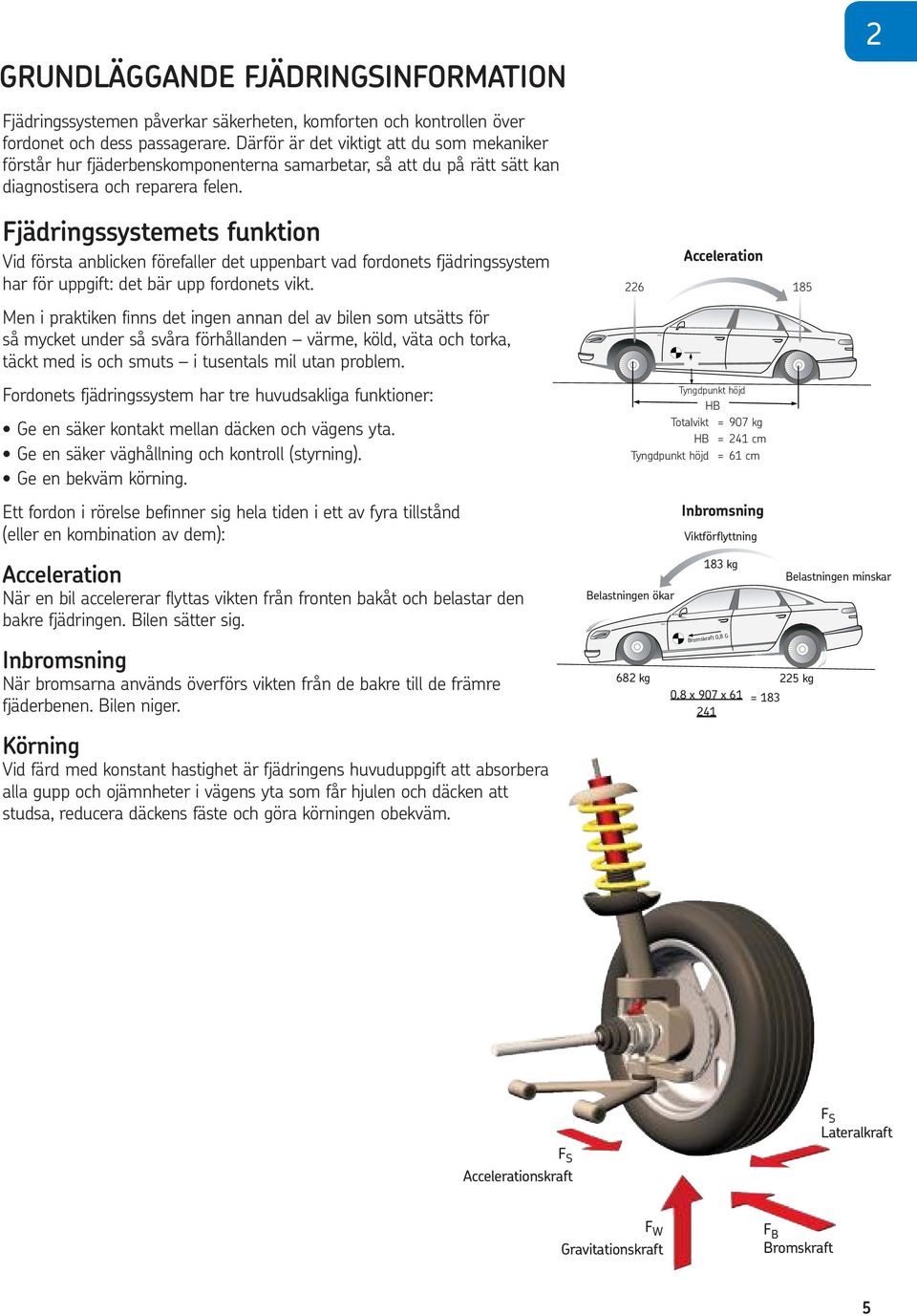 Fjädringssystemets funktion Vid första anblicken förefaller det uppenbart vad fordonets fjädringssystem har för uppgift: det bär upp fordonets vikt.