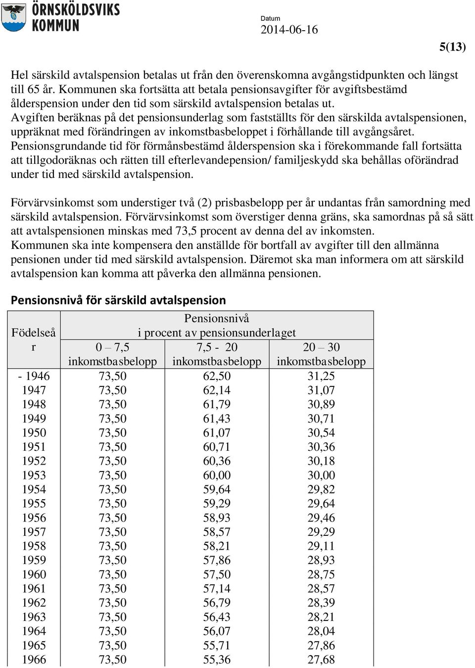 Avgiften beräknas på det pensionsunderlag som fastställts för den särskilda avtalspensionen, uppräknat med förändringen av inkomstbasbeloppet i förhållande till avgångsåret.