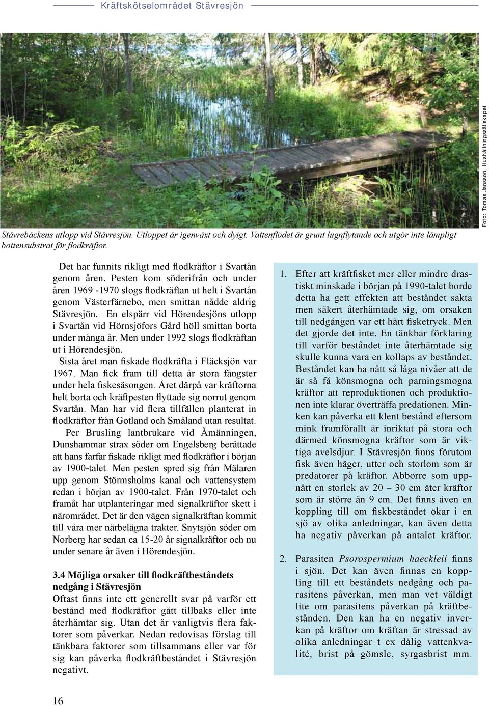 Pesten kom söderifrån och under åren 1969-1970 slogs flodkräftan ut helt i Svartån genom Västerfärnebo, men smittan nådde aldrig Stävresjön.