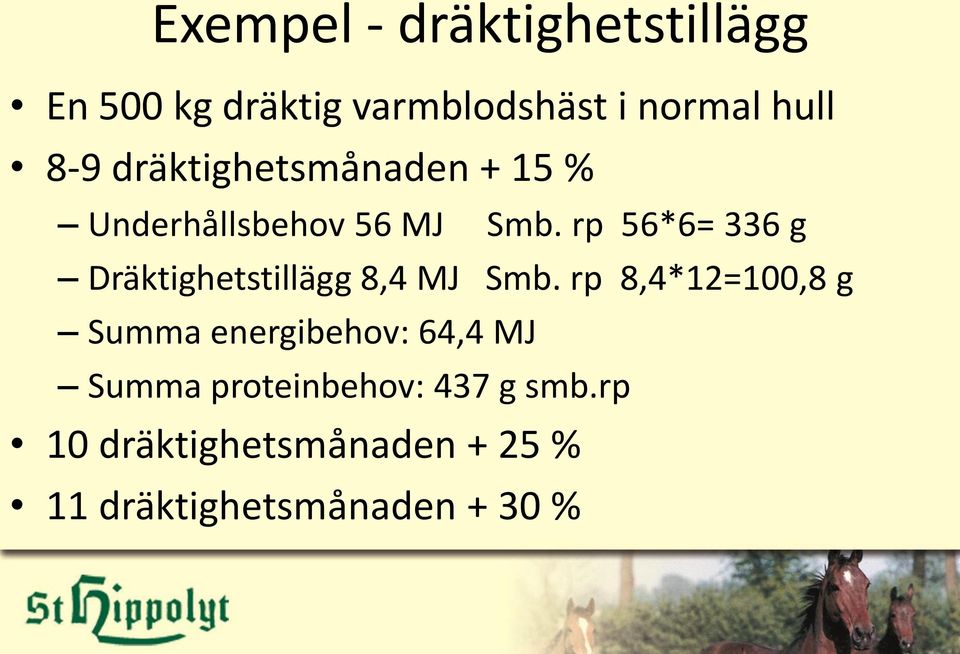 rp 56*6= 336 g Dräktighetstillägg 8,4 MJ Smb.