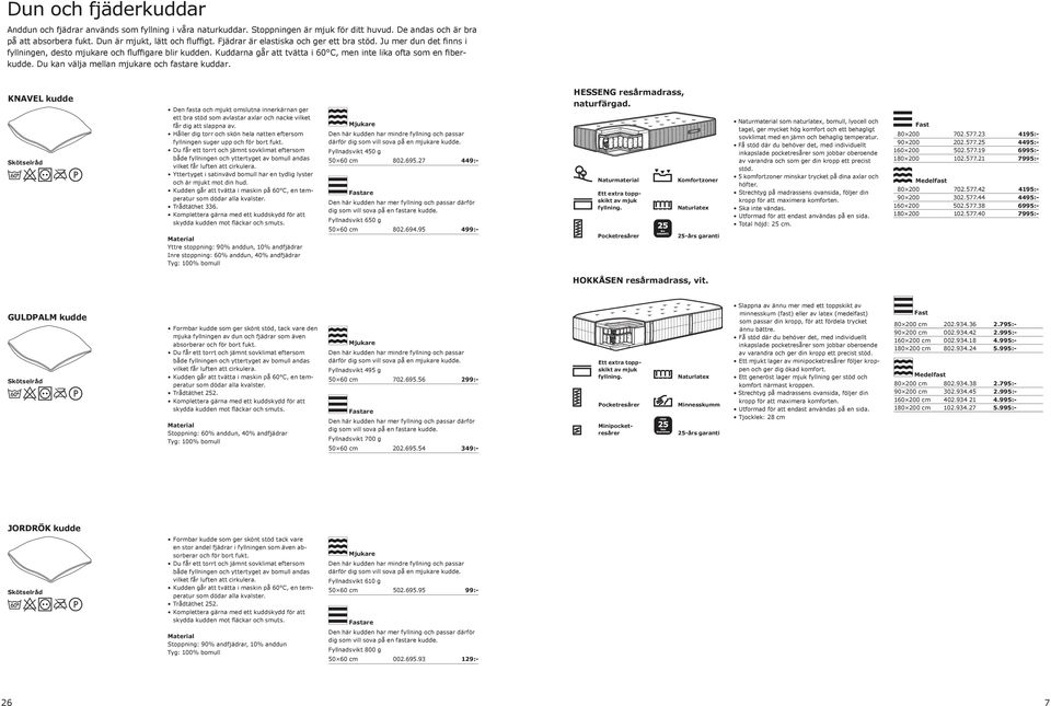Du kan välja mellan mjukare och fastare kuddar. HESSENG resårmadrass, naturfärgad.