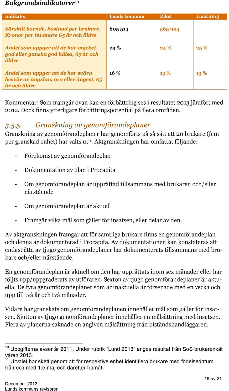 i resultatet 2013 jämfört med 2012. Dock finns ytterligare förbättringspotential på flera områden. 3.5.