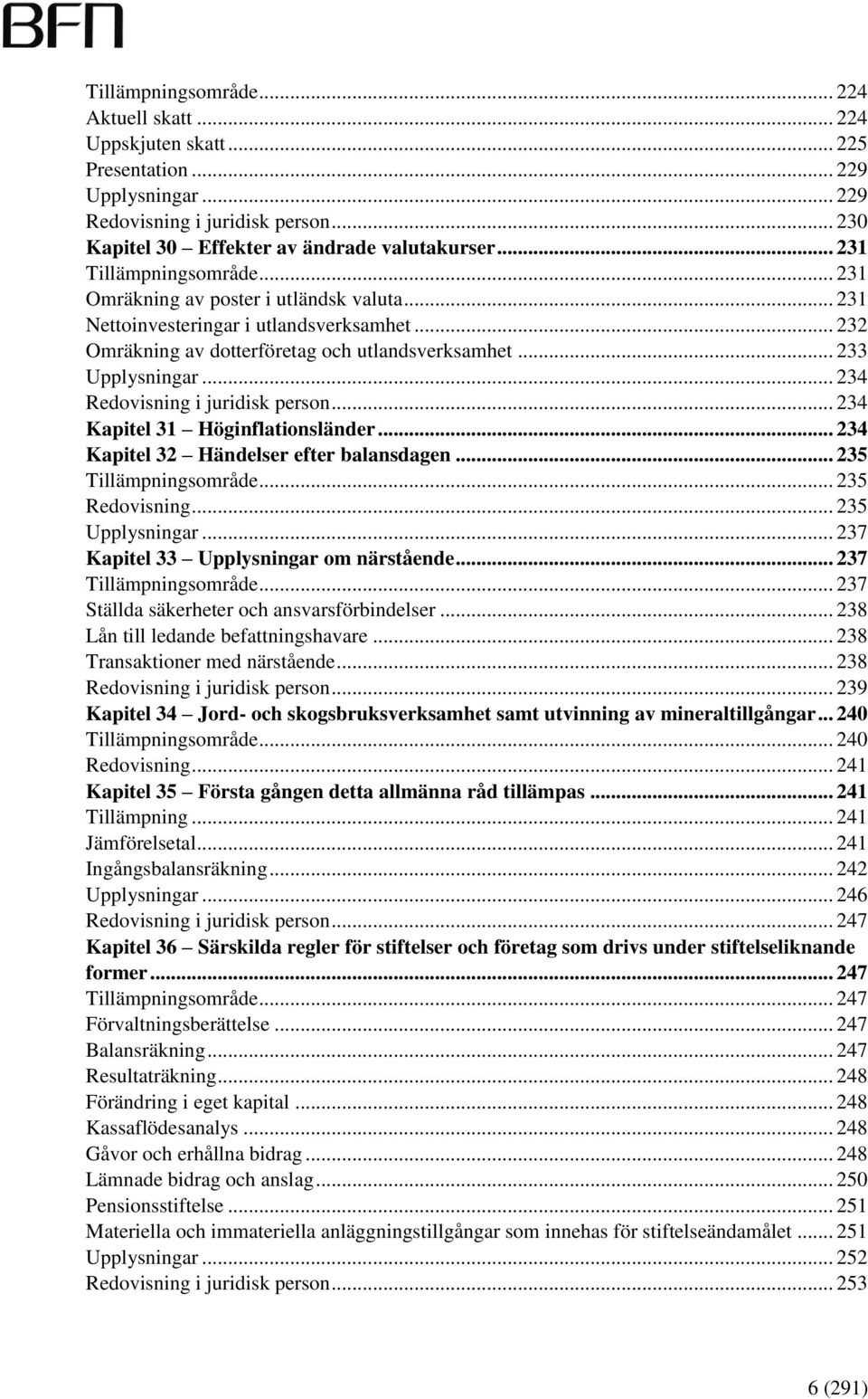 .. 234 Redovisning i juridisk person... 234 Kapitel 31 Höginflationsländer... 234 Kapitel 32 Händelser efter balansdagen... 235 Tillämpningsområde... 235 Redovisning... 235 Upplysningar.