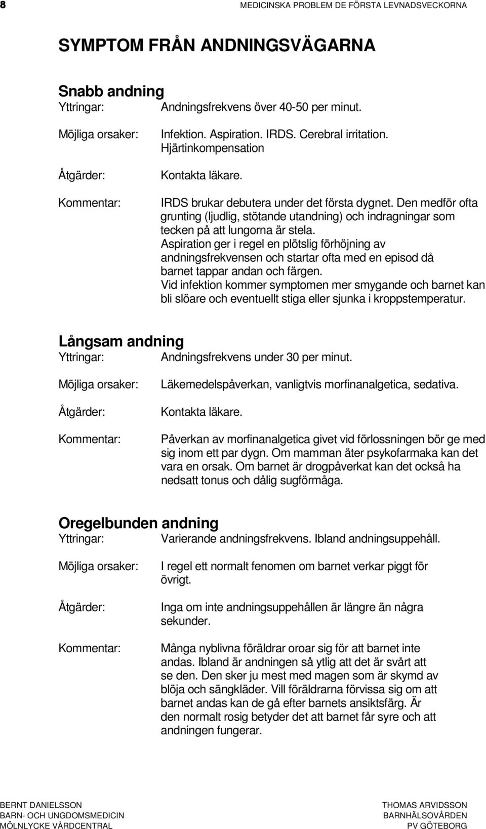 Aspiration ger i regel en plötslig förhöjning av andningsfrekvensen och startar ofta med en episod då barnet tappar andan och färgen.