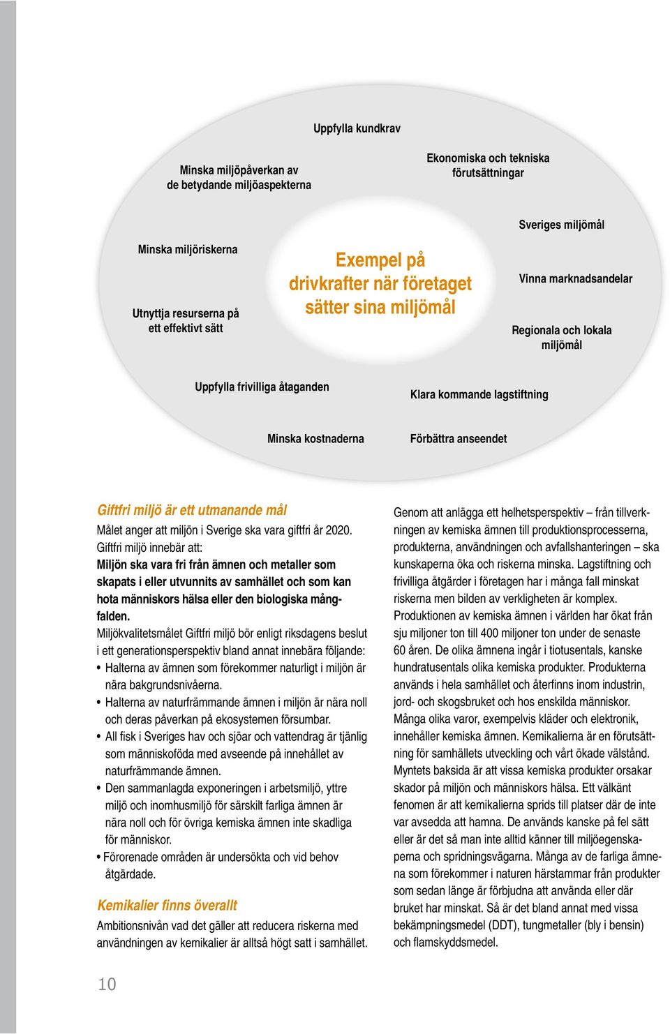 anseendet Giftfri miljö är ett utmanande mål Målet anger att miljön i Sverige ska vara giftfri år 2020.