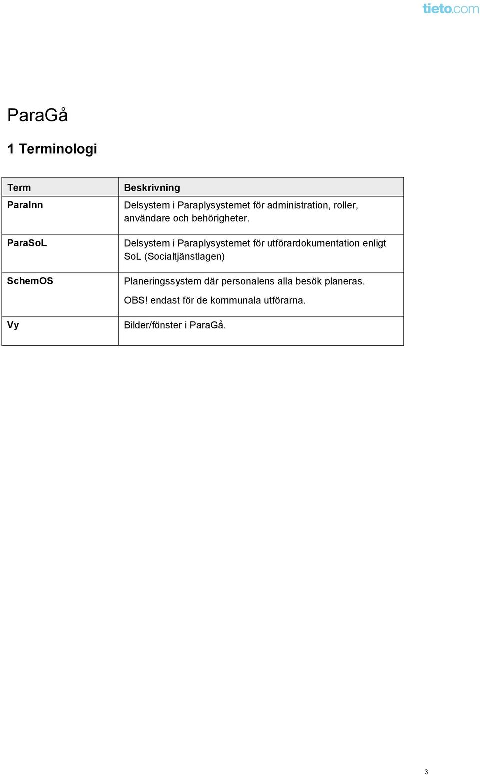 Delsystem i Paraplysystemet för utförardokumentation enligt SoL (Socialtjänstlagen)