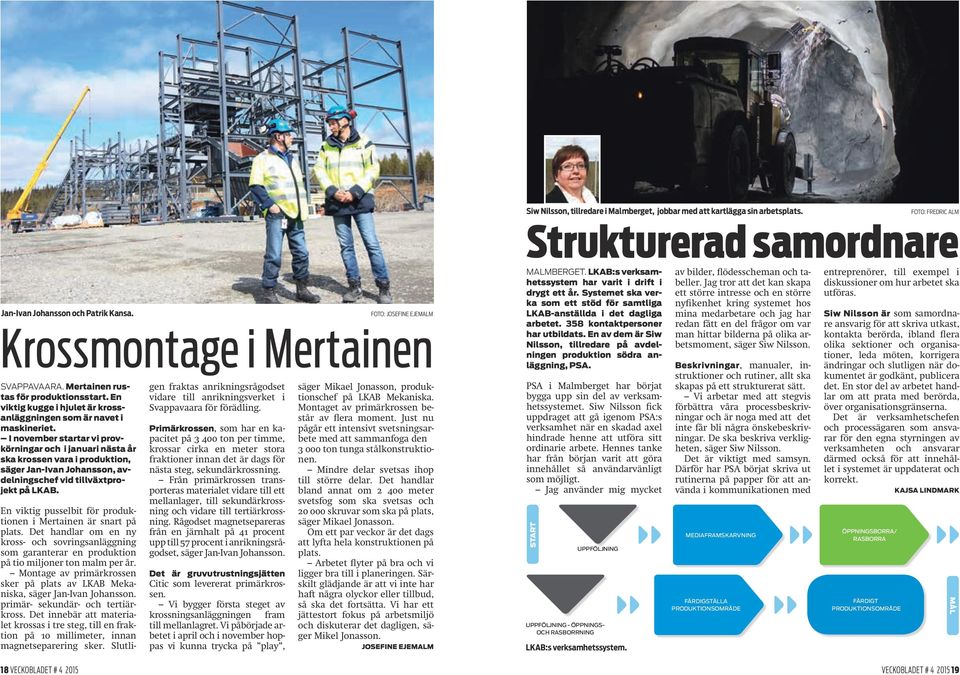 I november startar vi provkörningar och i januari nästa år ska krossen vara i produktion, säger Jan-Ivan Johansson, avdelningschef vid tillväxtprojekt på LKAB.