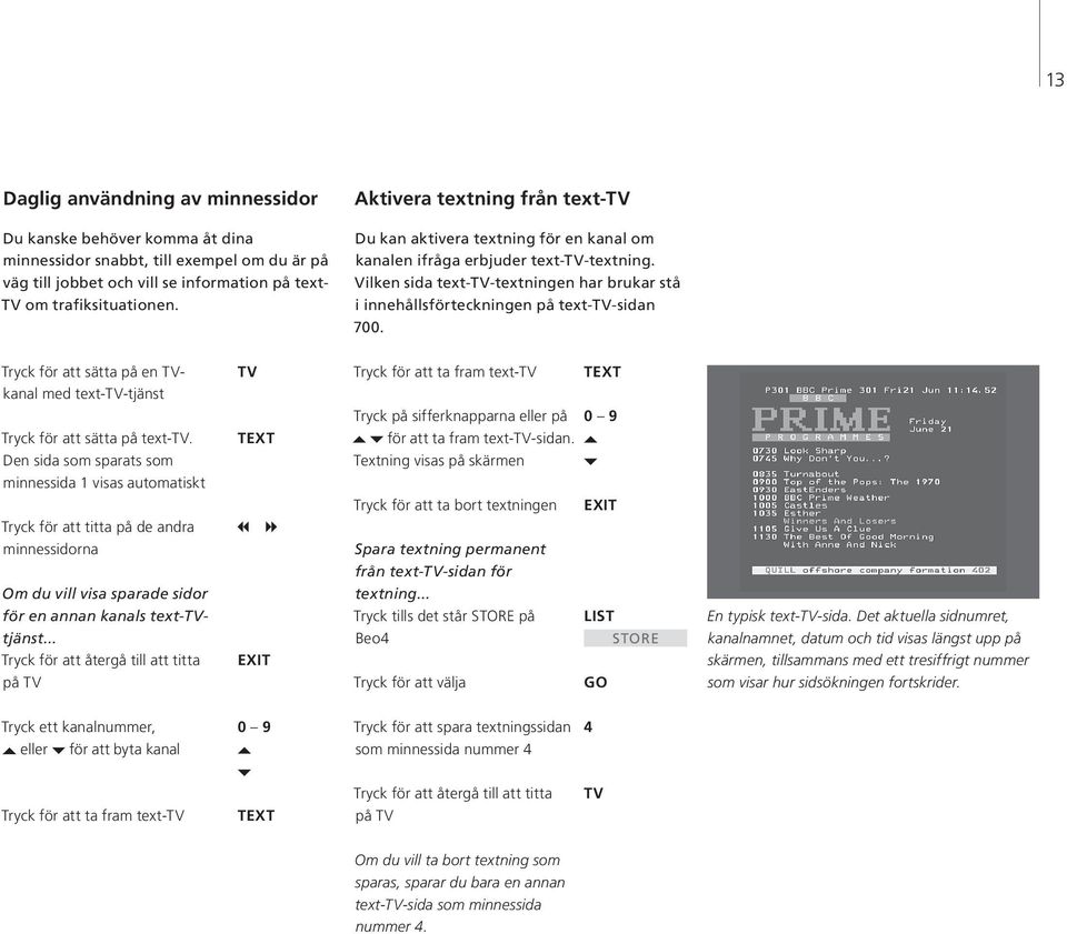 Vilken sida text-tv-textningen har brukar stå i innehållsförteckningen på text-tv-sidan 700.