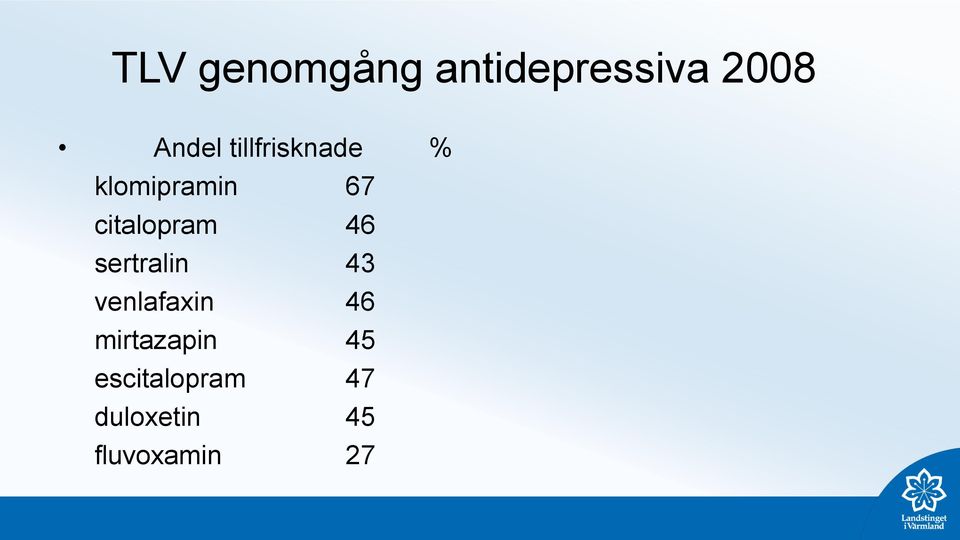 46 sertralin 43 venlafaxin 46 mirtazapin