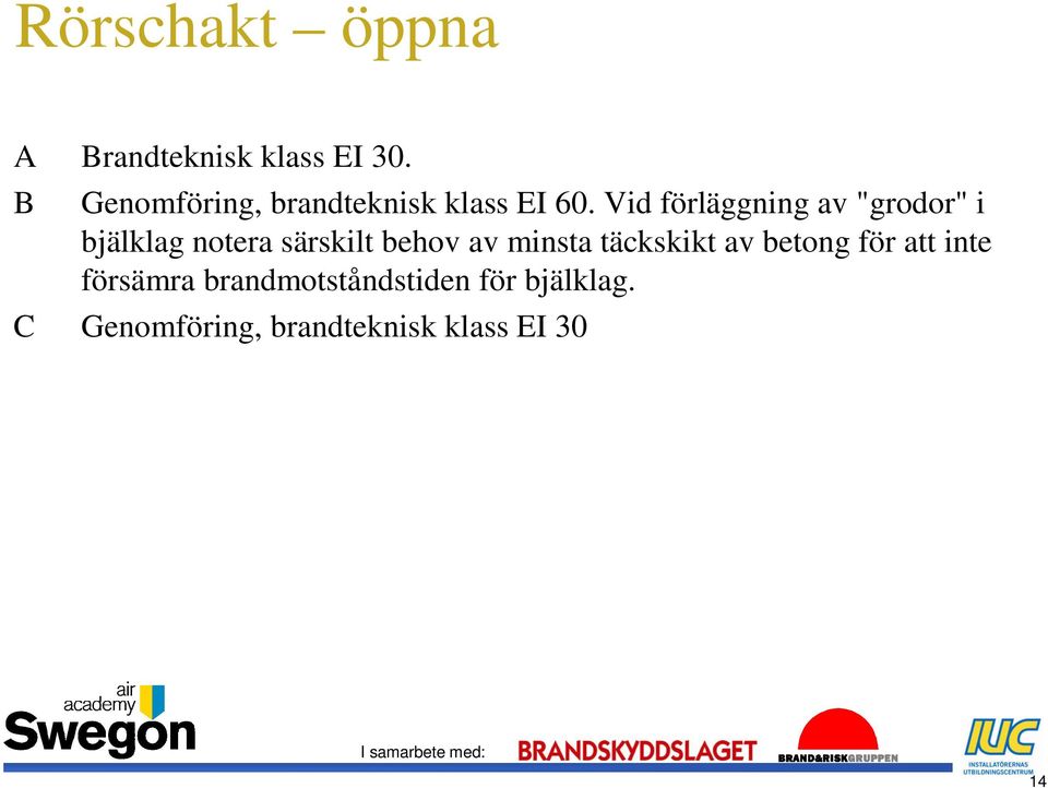 Vid förläggning av "grodor" i bjälklag notera särskilt behov av