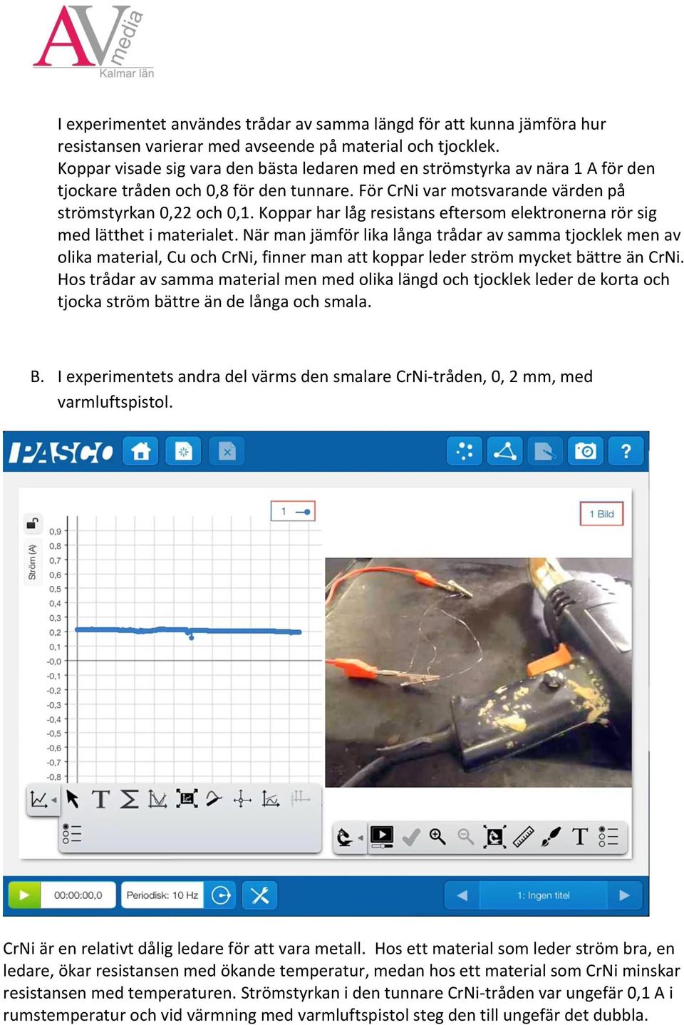 Koppar har låg resistans eftersom elektronerna rör sig med lätthet i materialet.
