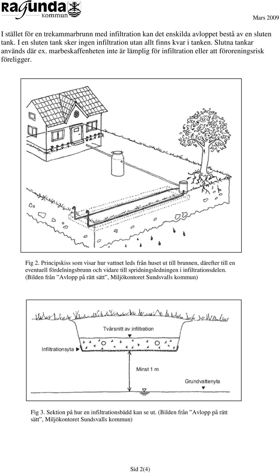 marbeskaffenheten inte är lämplig för infiltration eller att föroreningsrisk föreligger. Fig 2.