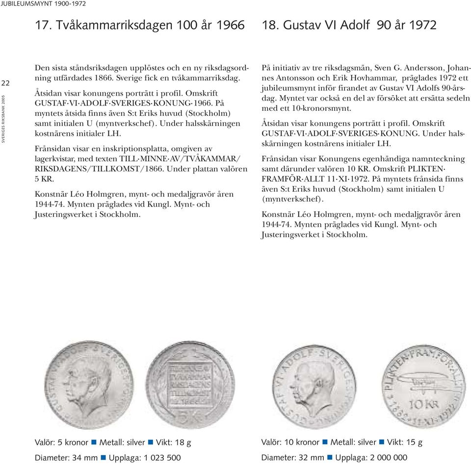 På myntets åtsida finns även S:t Eriks huvud (Stockholm) samt initialen U (myntverkschef). Under halsskärningen kostnärens initialer LH.