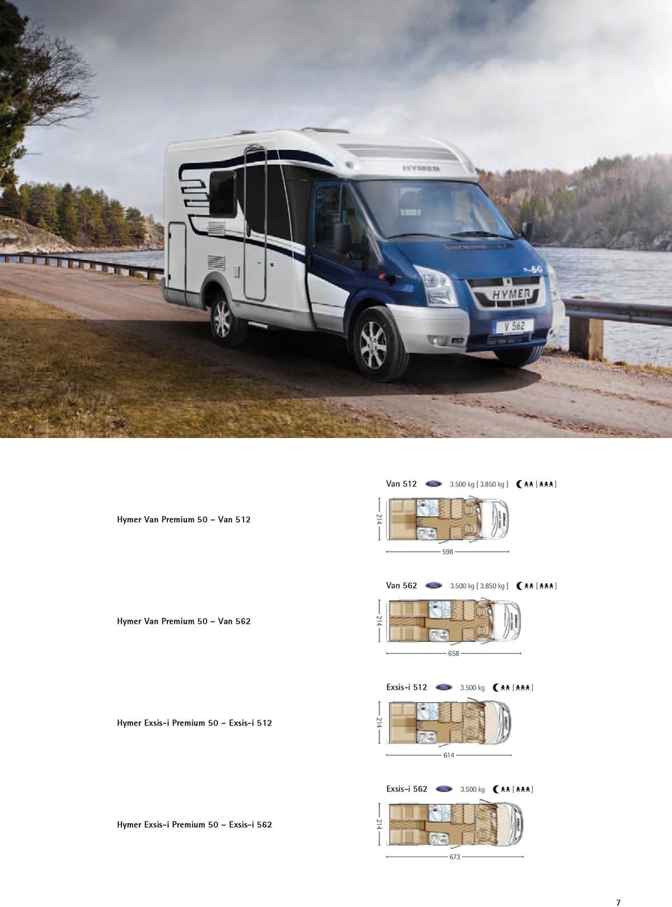850 kg ] [ ] Hymer Van Premium 50 Van 562 214 658 Exsis-i 512 3.