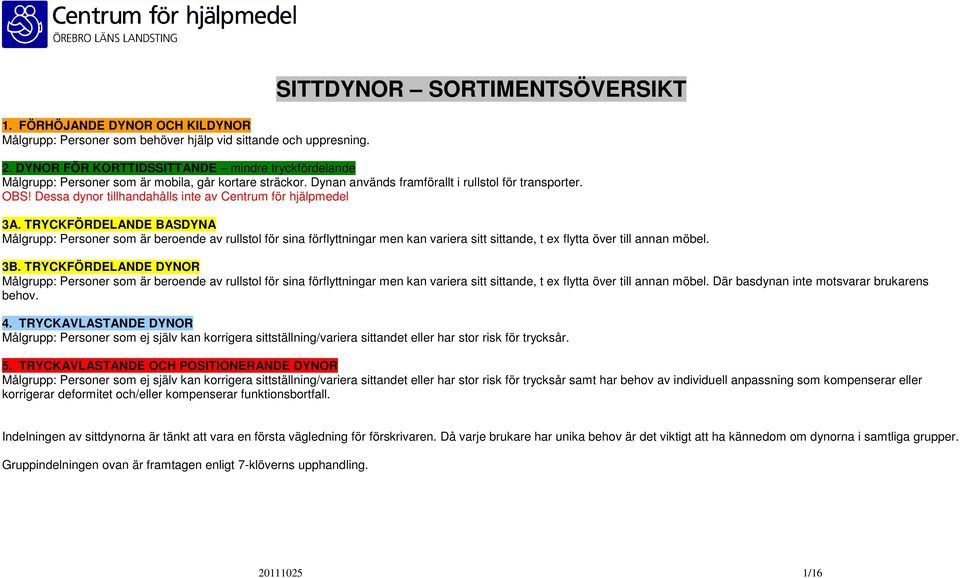 Dessa dynor tillhandahålls inte av Centrum för hjälpmedel 3A.