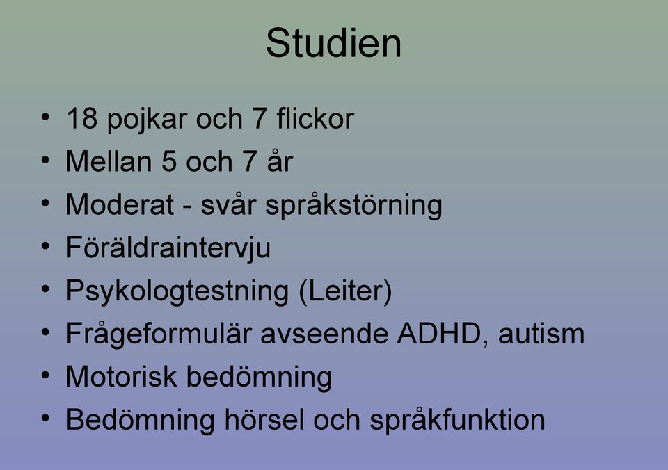 Psykologtestning (Leiter) Frågeformulär avseende