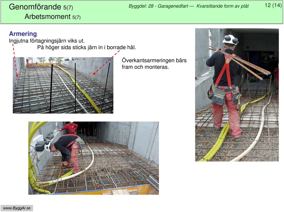 På höger sida sticks järn in i borrade hål.
