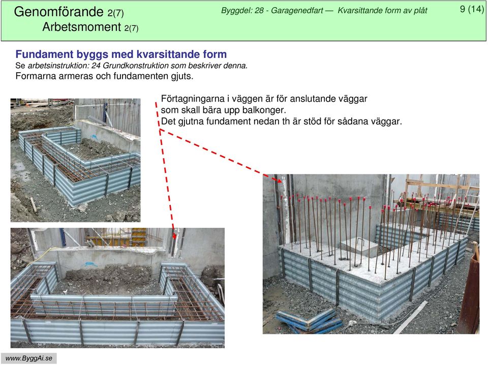 Formarna armeras och fundamenten gjuts.